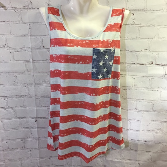 3/$25 American Flag Style Patriotic Americana Bow Tank Top Size XXL - Picture 5 of 8